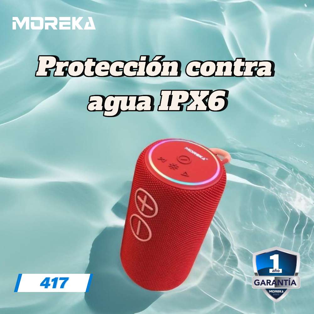 Bocina Moreka 417 16W 2000mAh Bluetooth, TF Card, Radio FM, USB Contra Agua IPX6 - Imagen 4