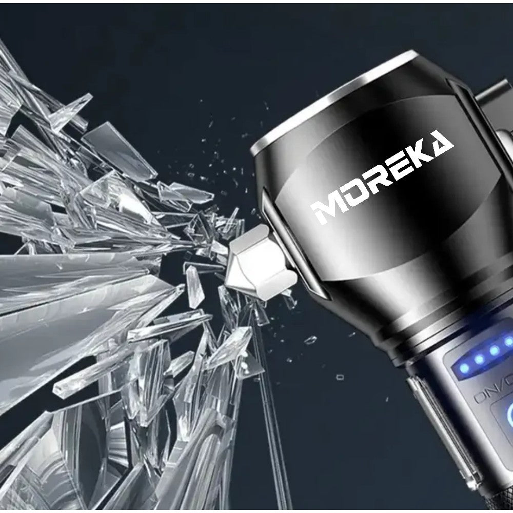 Linterna tactica metalica recargable rompe vidrios iman 7 modos diferentes de luz led Moreka MT-H017 - Imagen 3