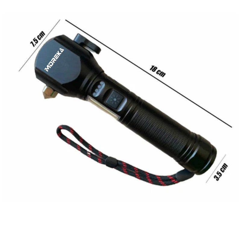 Linterna tactica metalica recargable rompe vidrios iman 7 modos diferentes de luz led Moreka MT-H017 - Imagen 5