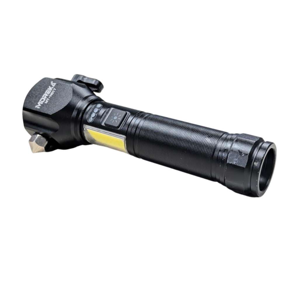 Linterna tactica metalica recargable rompe vidrios iman 7 modos diferentes de luz led Moreka MT-H017 - Imagen 6