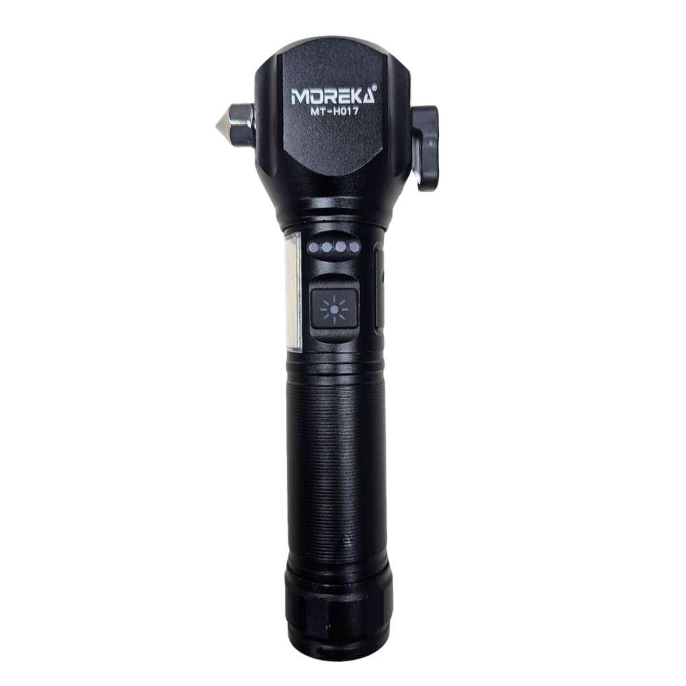 Linterna tactica metalica recargable rompe vidrios iman 7 modos diferentes de luz led Moreka MT-H017 - Imagen 9