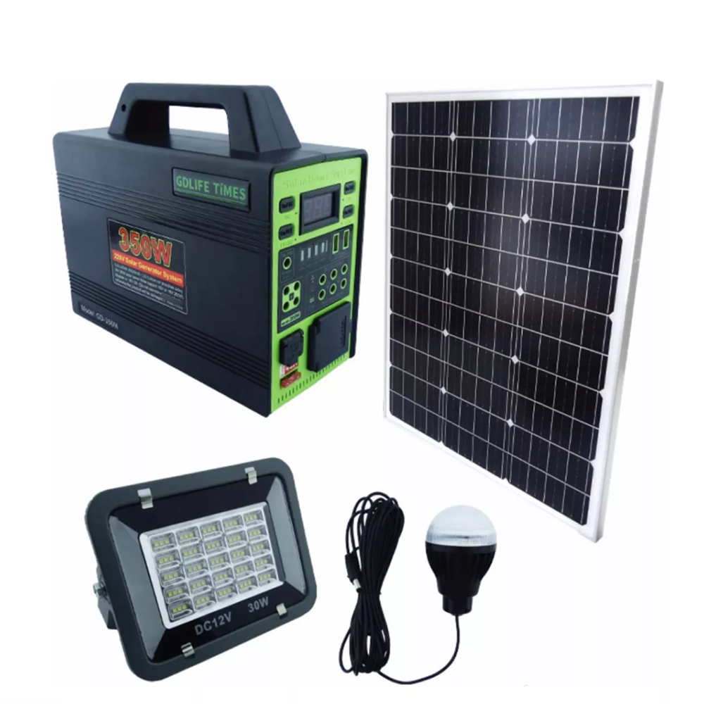 Generador Solar Greate Green Life de 350 Vatios panel solar 16v 75w reflector, bocina 4 bombillas - Imagen 2