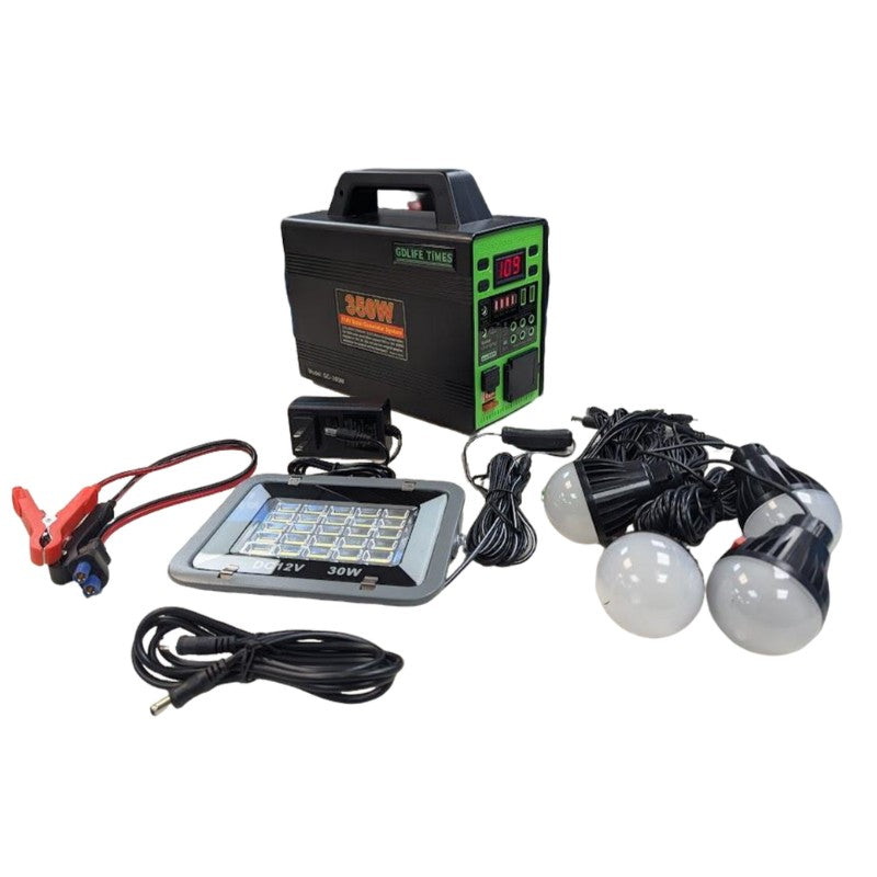 Generador Solar Greate Green Life de 350 Vatios panel solar 16v 75w reflector, bocina 4 bombillas - Imagen 3