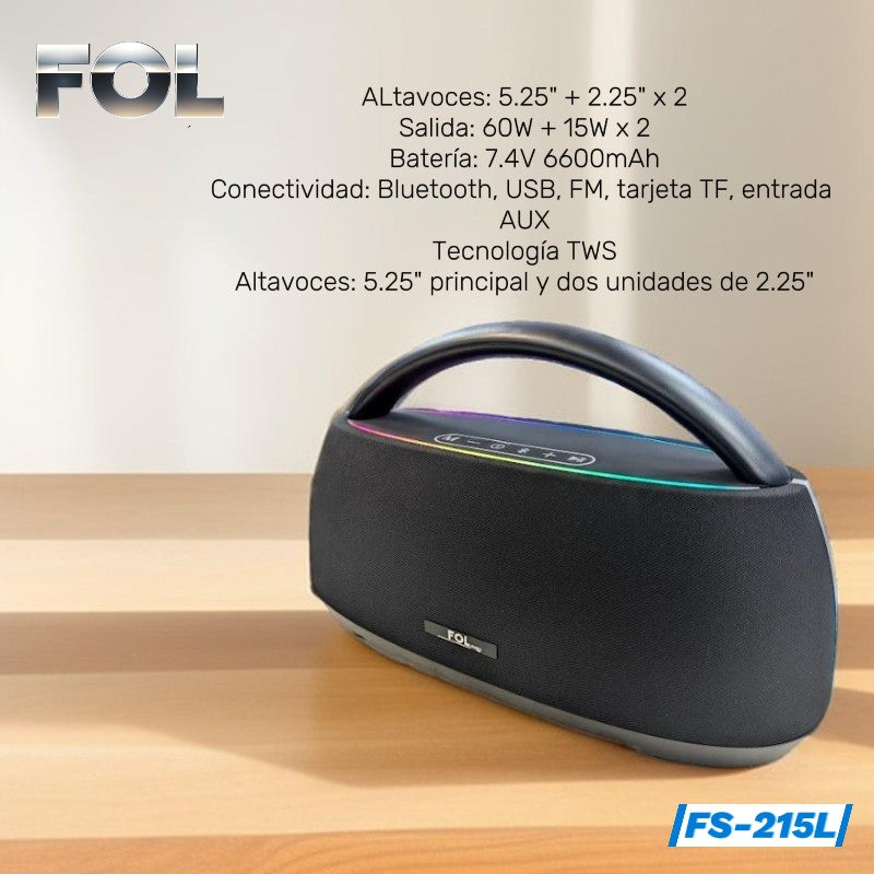 Bocina Fol 90W 6600mAh Bluetooth, TF Card, Radio FM, USB FS-R215L - Imagen 2