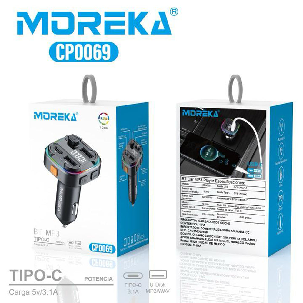 Transmisor Bluetooth Moreka CP-0069 5.3 FM Plug In manos libres para coche - Imagen 11