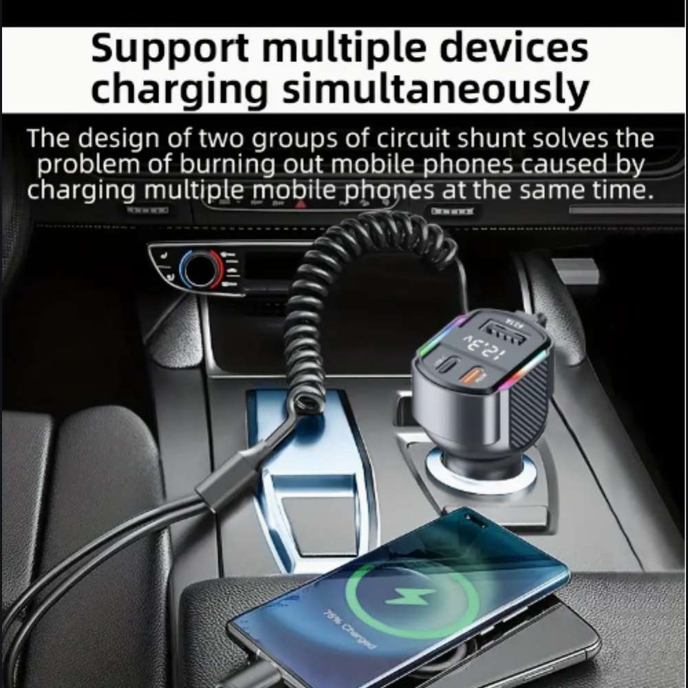 Cargador De Carro Moreka CP0071 Plug In 30W USB-C PD y USB QC3.0 con cables V8 y C - Imagen 4