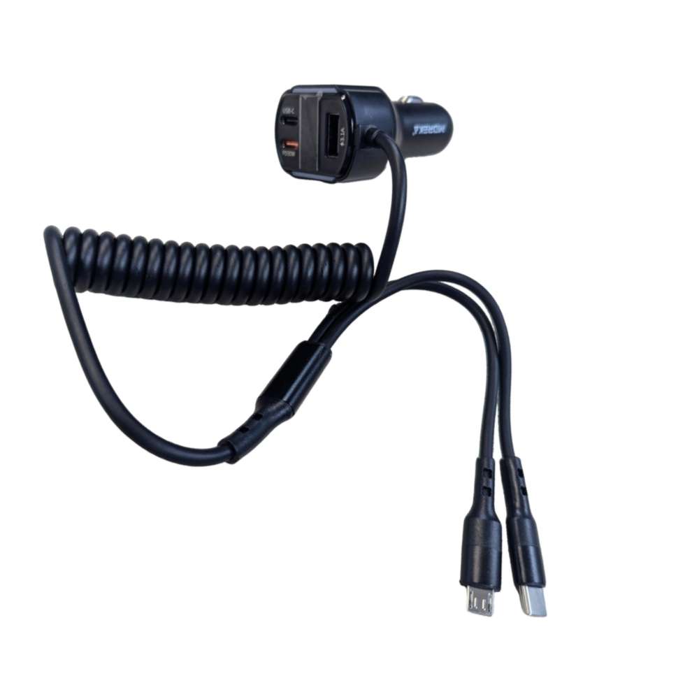 Cargador De Carro Moreka CP0071 Plug In 30W USB-C PD y USB QC3.0 con cables V8 y C - Imagen 9