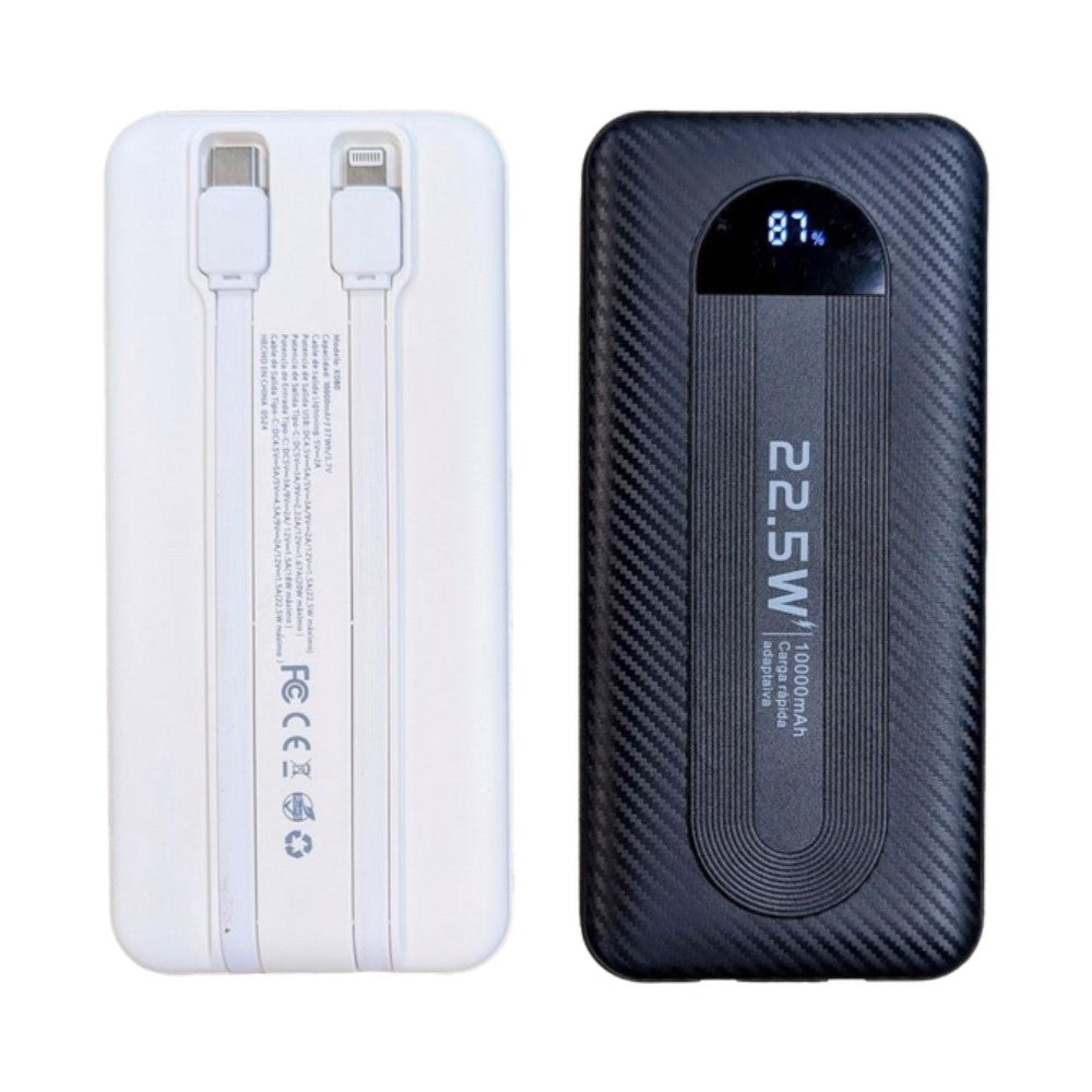Power Bank Moreka K080 10000 mAh 22.5W cables IP y C