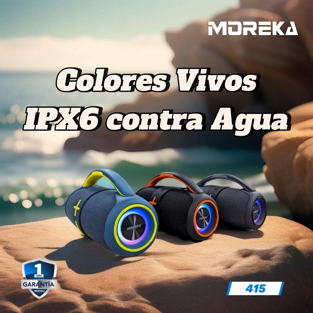 Bocina Moreka 415 20W 2400mAh Bluetooth, TF Card, Radio FM, USB Contra Agua IPX6 - Imagen 2