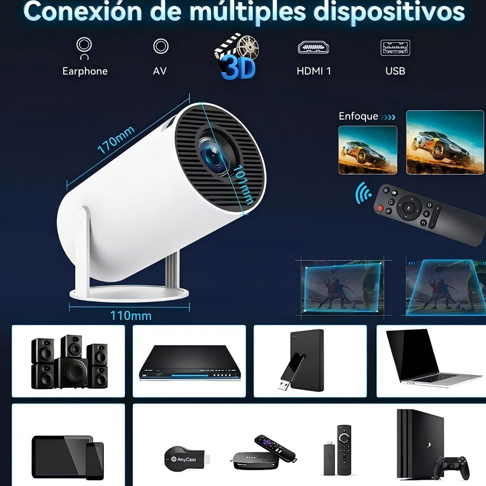 Proyector Profesional Android 4k Hd Wifi Smart Tv Portatil Bluetooth 110v/220v YH300 - Imagen 13