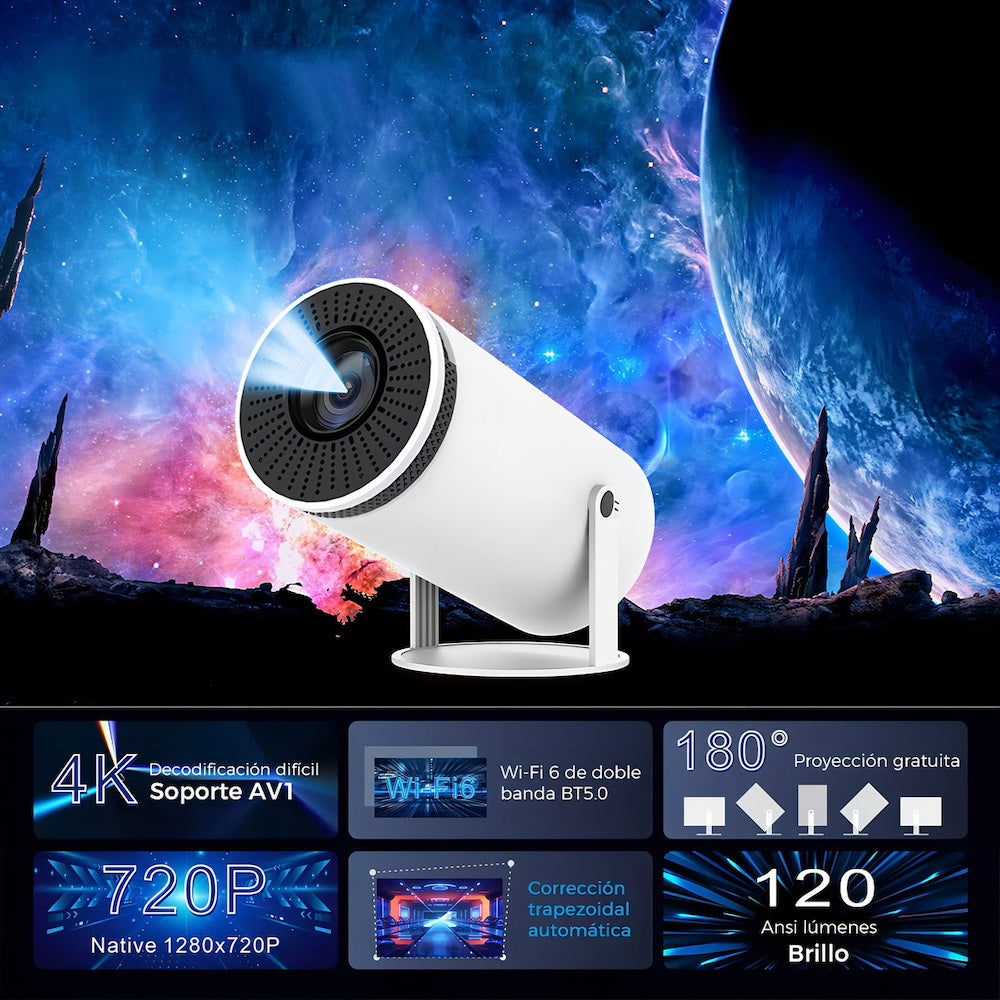 Proyector Profesional Android 4k Hd Wifi Smart Tv Portatil Bluetooth 110v/220v YH300 - Imagen 3