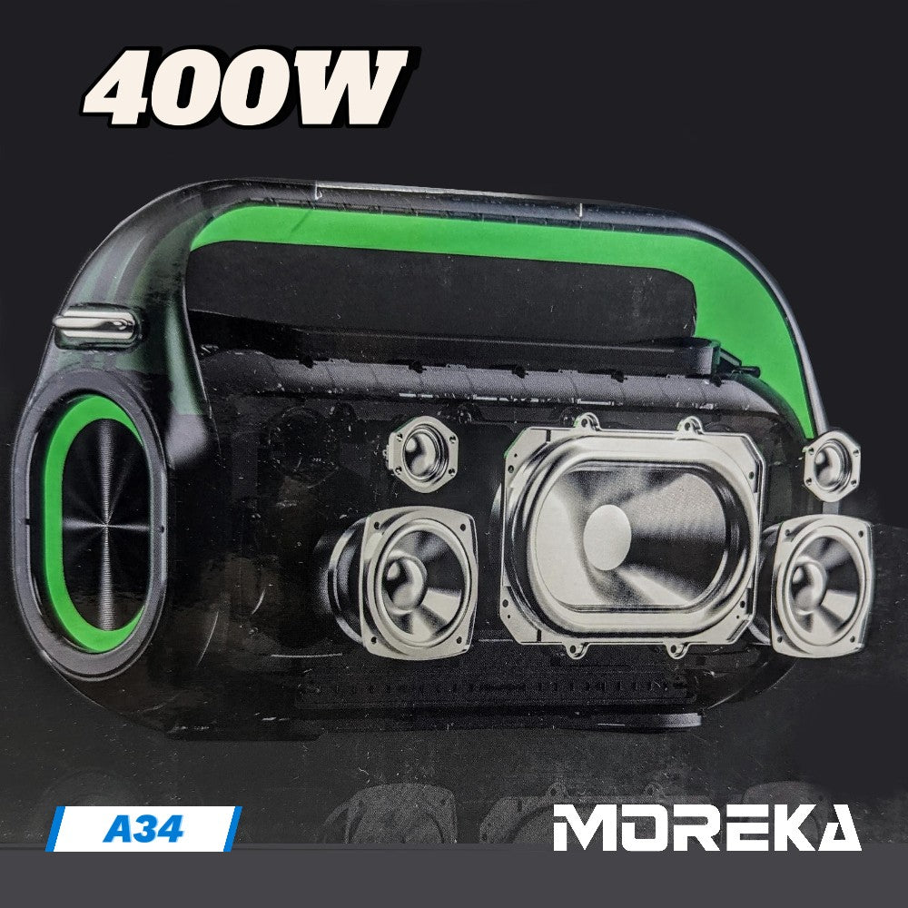 Bocina Moreka A34 400W 3000mAh 12 hrs de bateria Bluetooth, Contra Agua IPX5 - Imagen 3