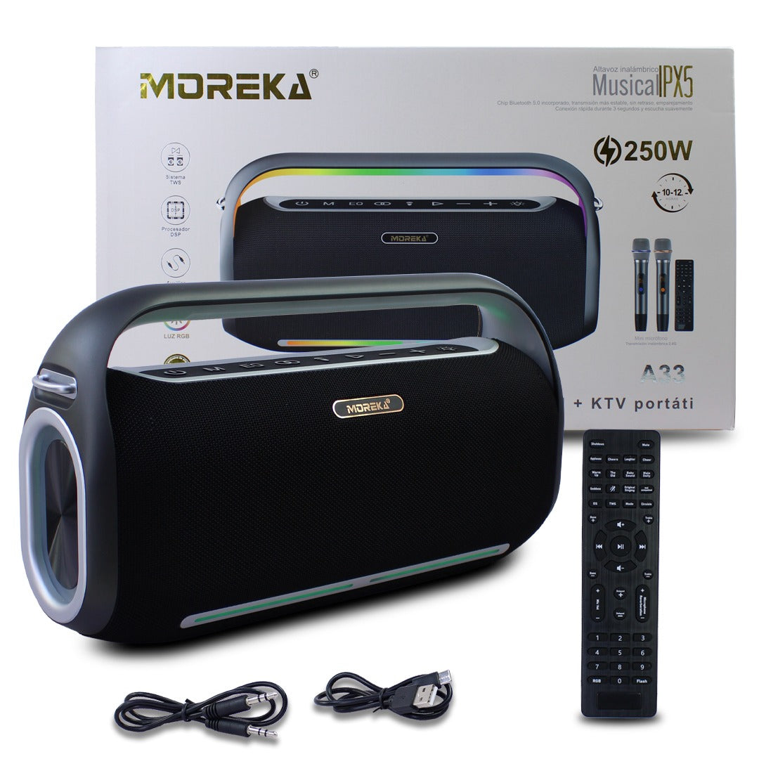 Bocina Moreka A33 250W 18000mAh 12 hrs de bateria Bluetooth, Contra Agua IPX5 - Imagen 1