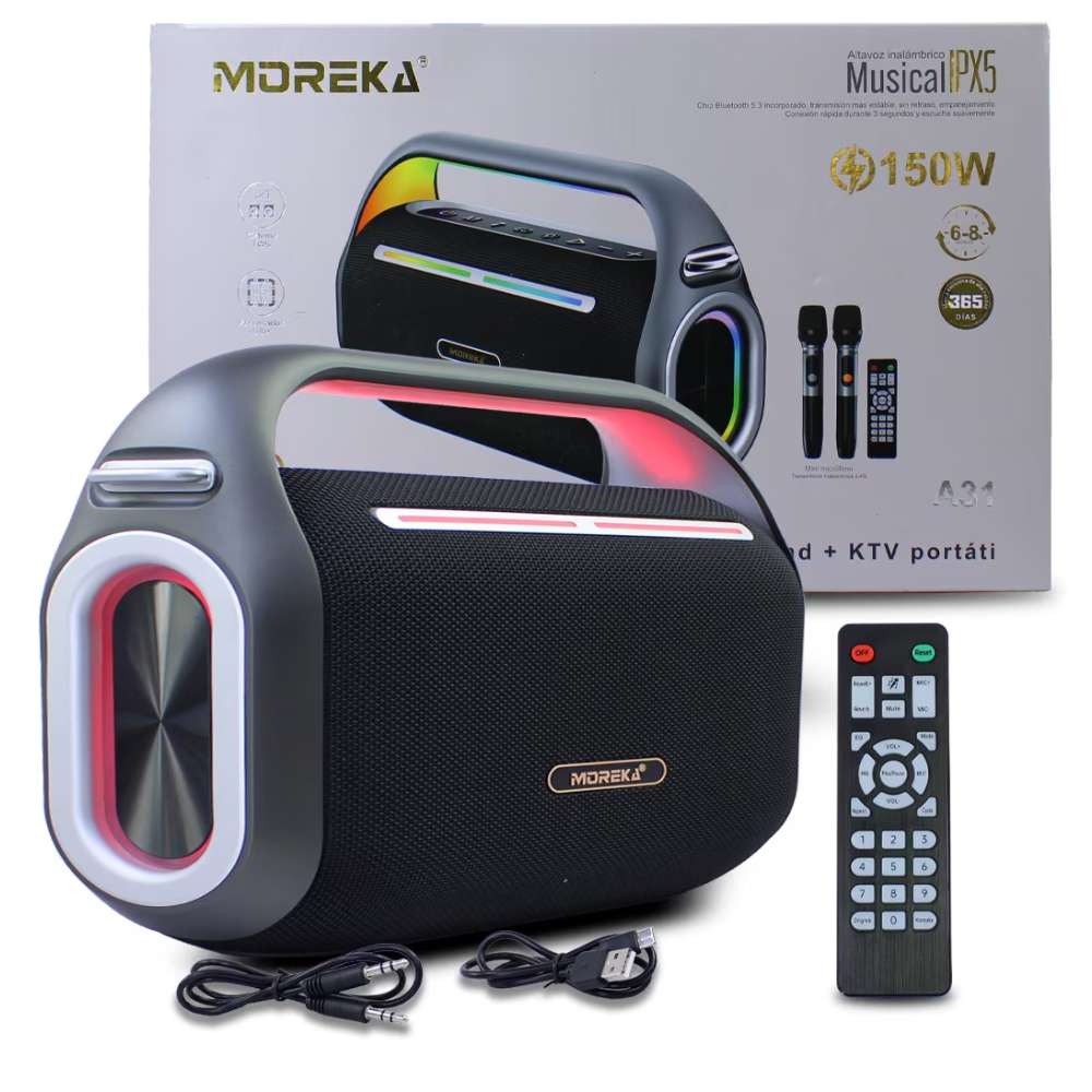 Bocina Moreka A31 150W 8000mAh 6-8 hrs de bateria Bluetooth, Contra Agua IPX5 - Imagen 1