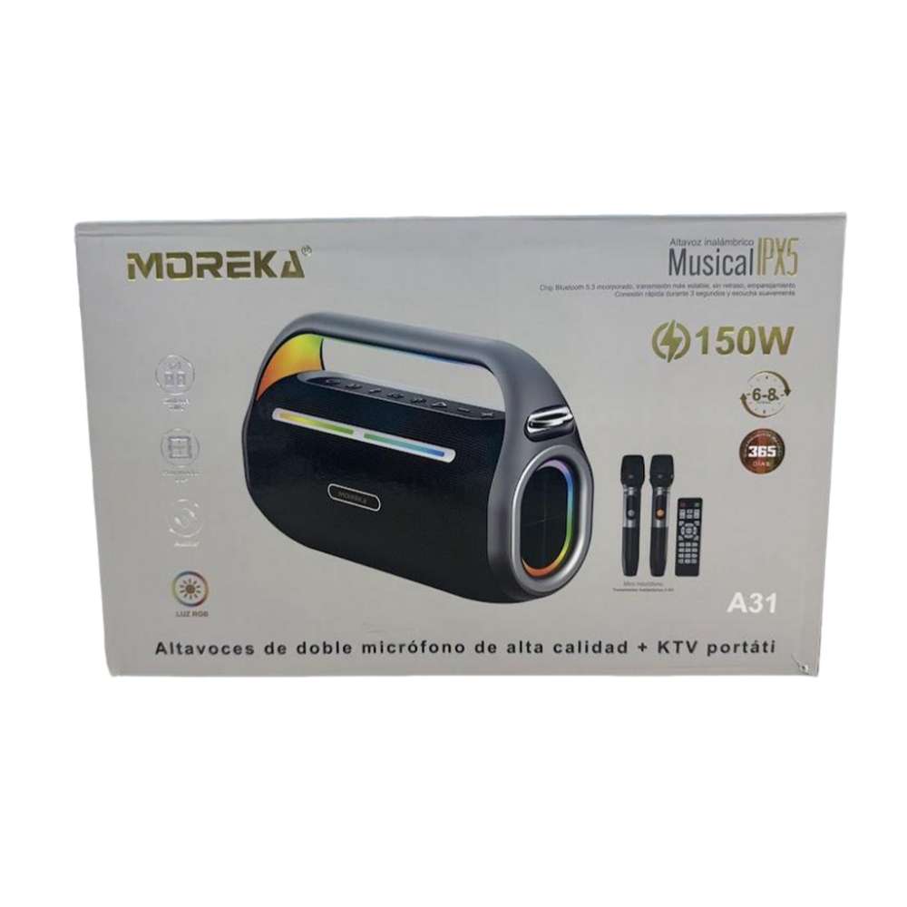 Bocina Moreka A31 150W 8000mAh 6-8 hrs de bateria Bluetooth, Contra Agua IPX5 - Imagen 8