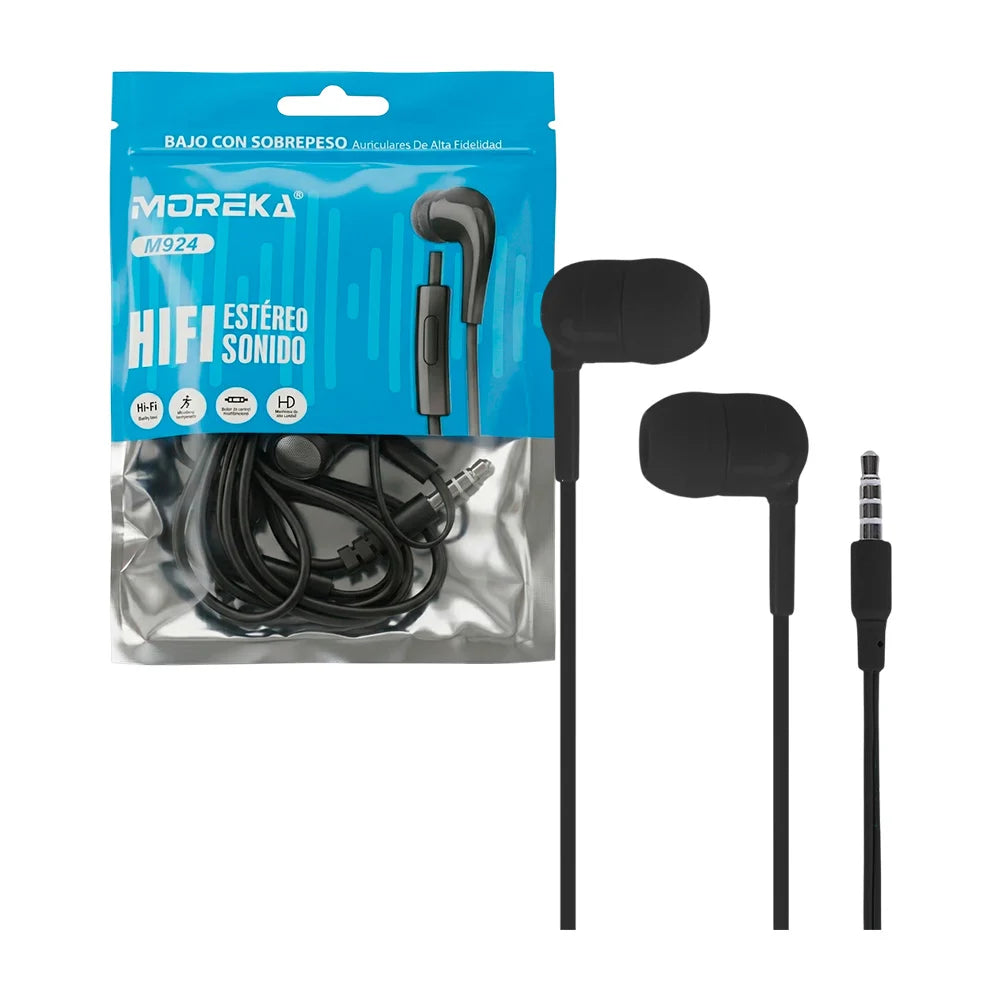 Audífonos Alámbricos Moreka M924 Sonido claro y control — Bluetooth 5.3 TWS