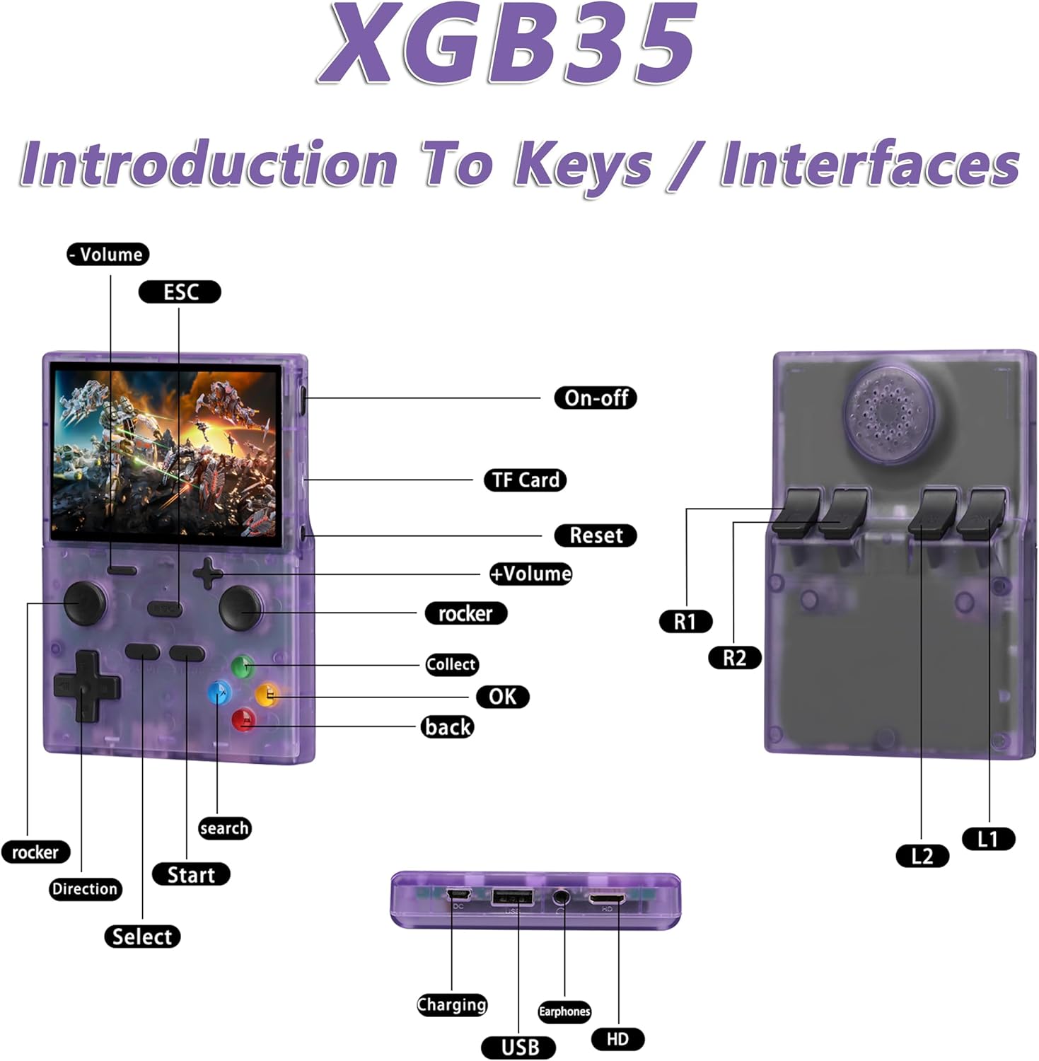 Consola de juegos portátil XGB35 3.5 pulgadas retro RAM 2GB ROM 8 - Imagen 9
