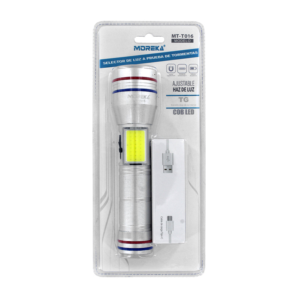 Linterna tactica metalica recargable con iman 7 modos diferentes de luz led Moreka MT-T016 - Imagen 1