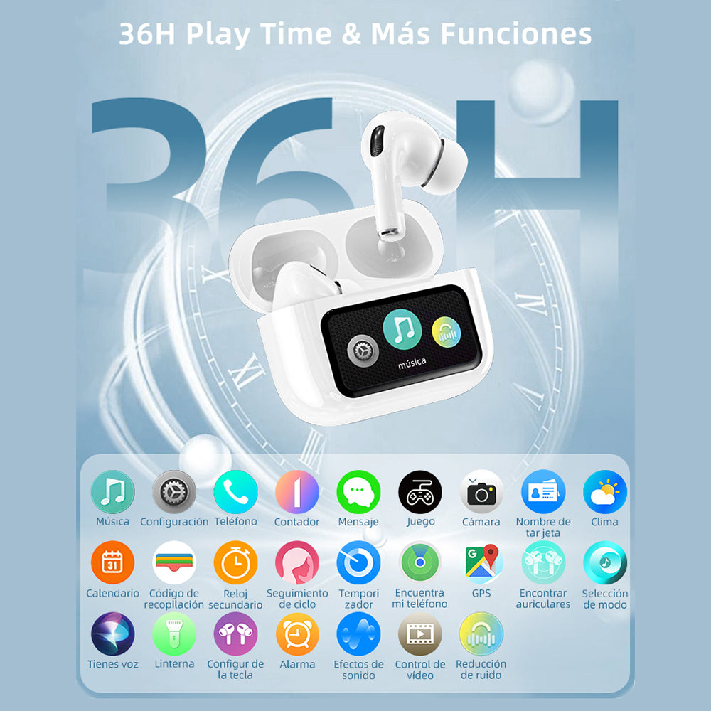 Audífonos Bluetooth Anc A9pro Cancelación Ruido Lcd Táctil - Imagen 4