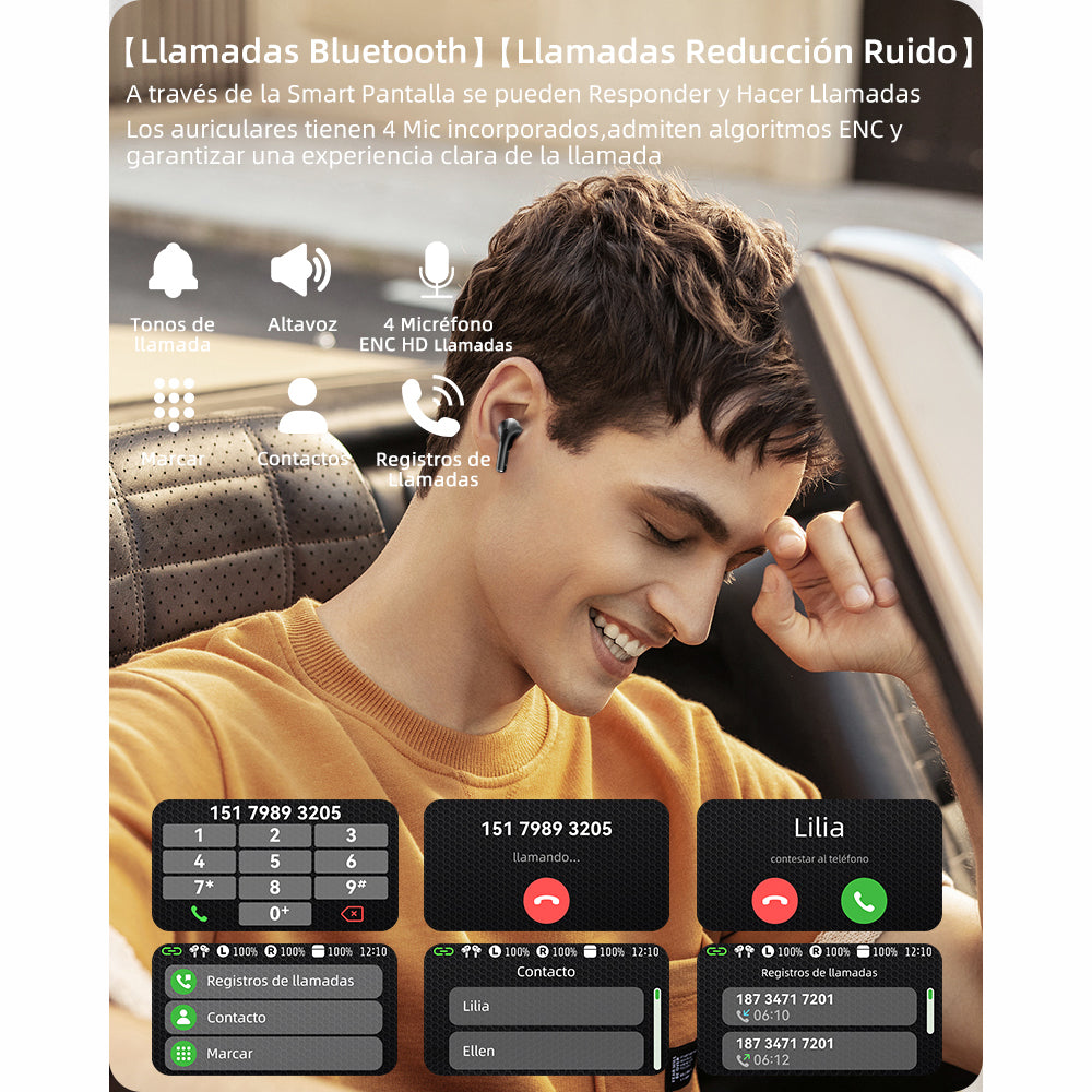Audífonos Bluetooth Anc A9pro Cancelación Ruido Lcd Táctil - Imagen 7