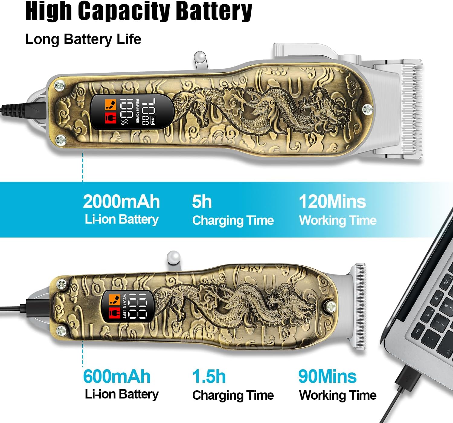 Cortadora Eléctrica Inalámbrica 900mAh 3W recargable W-37 - Imagen 6