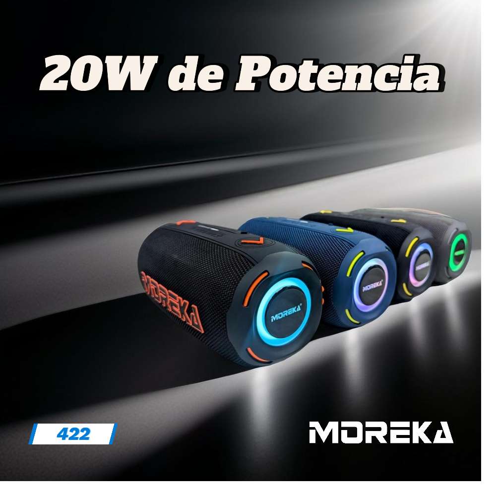 Bocina Moreka 422 20W 3600mAh 5-6 hrs de bateria Bluetooth, Contra Agua IPX6 - Imagen 3