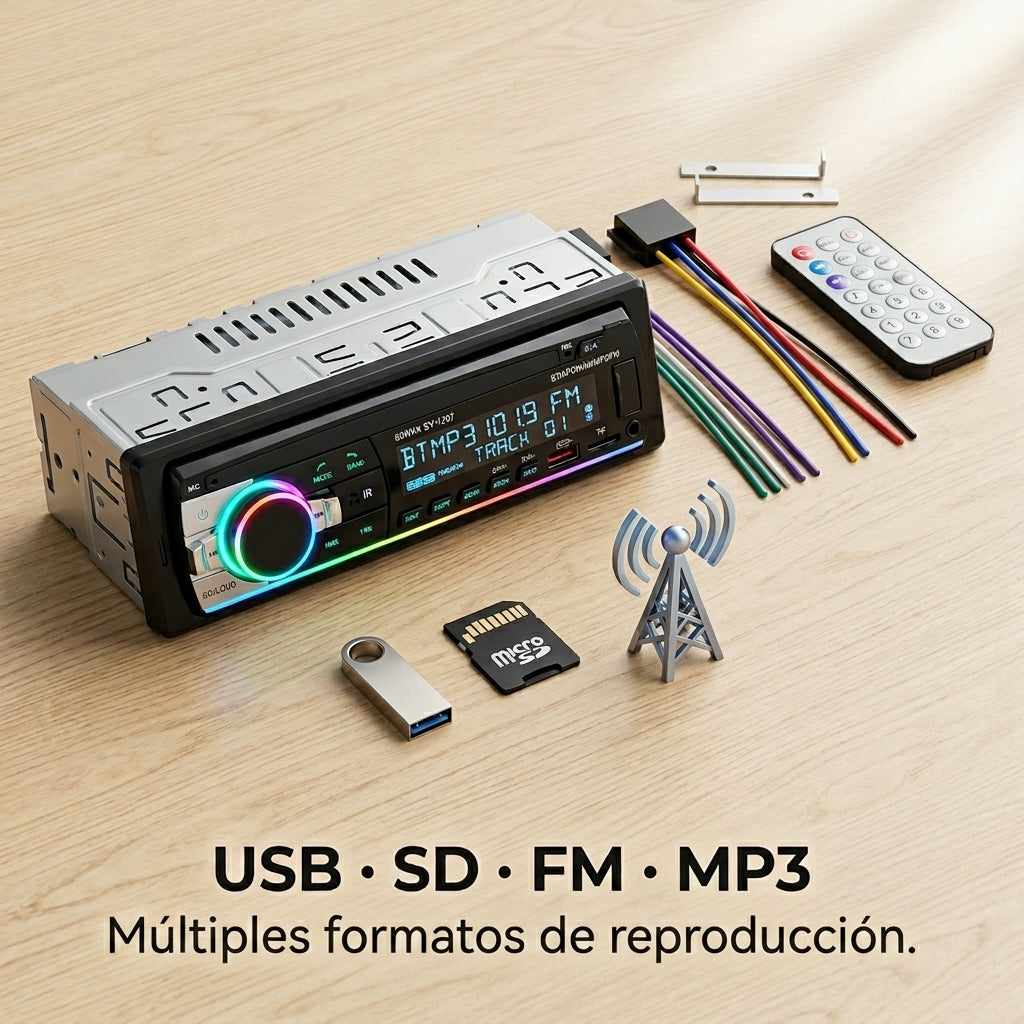 Reproductor de Radio USB SD MP3 Moreka SY-1207 RGB - Imagen 5