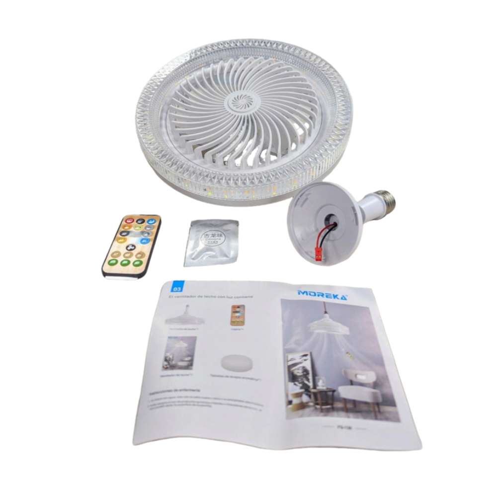 Ventilador De Techo Con Lámpara Led Foco 35w Silencioso FS-136 - Imagen 2