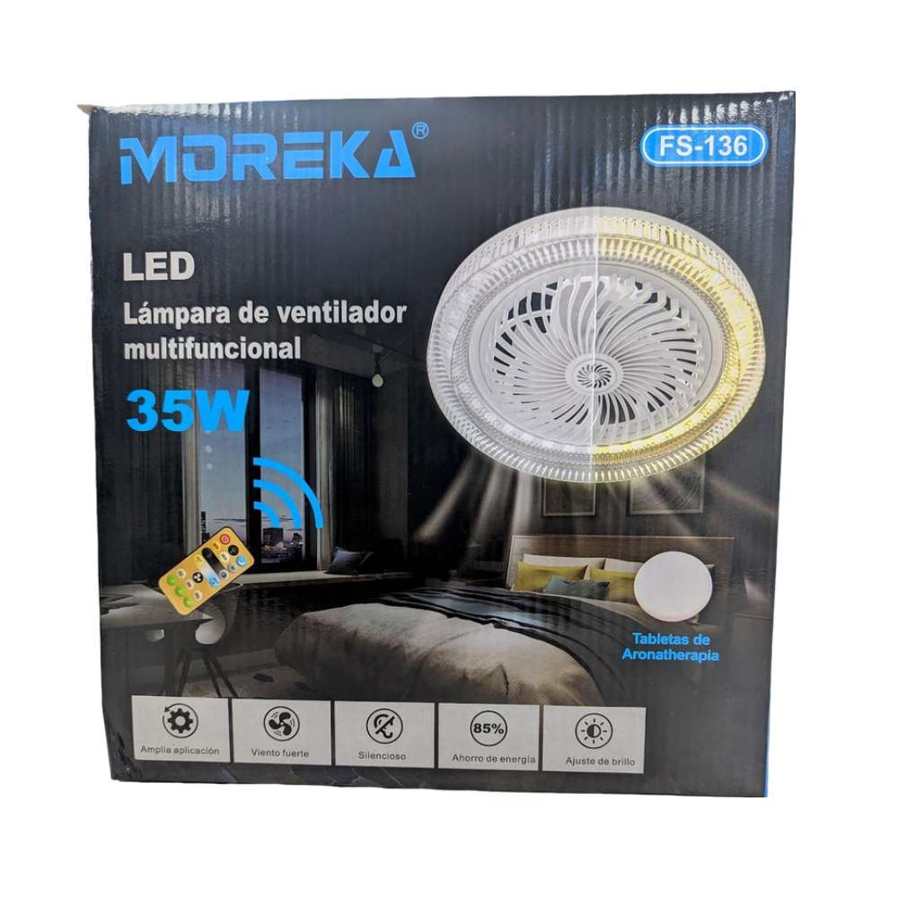 Ventilador De Techo Con Lámpara Led Foco 35w Silencioso FS-136 - Imagen 10