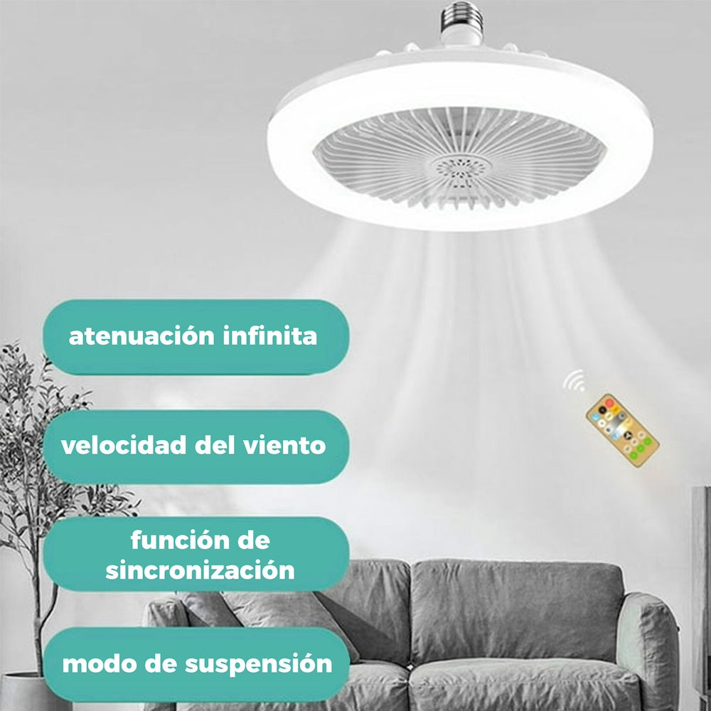 Ventilador De Techo Con Lámpara Led Foco 28w Silencioso FS-137 - Imagen 5