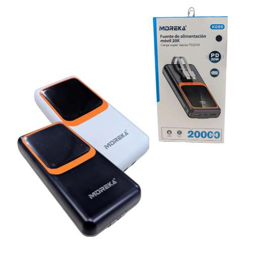 Power Bank Moreka K089 20000 mAh 74W cable tipo C y tipo IP - Imagen 4