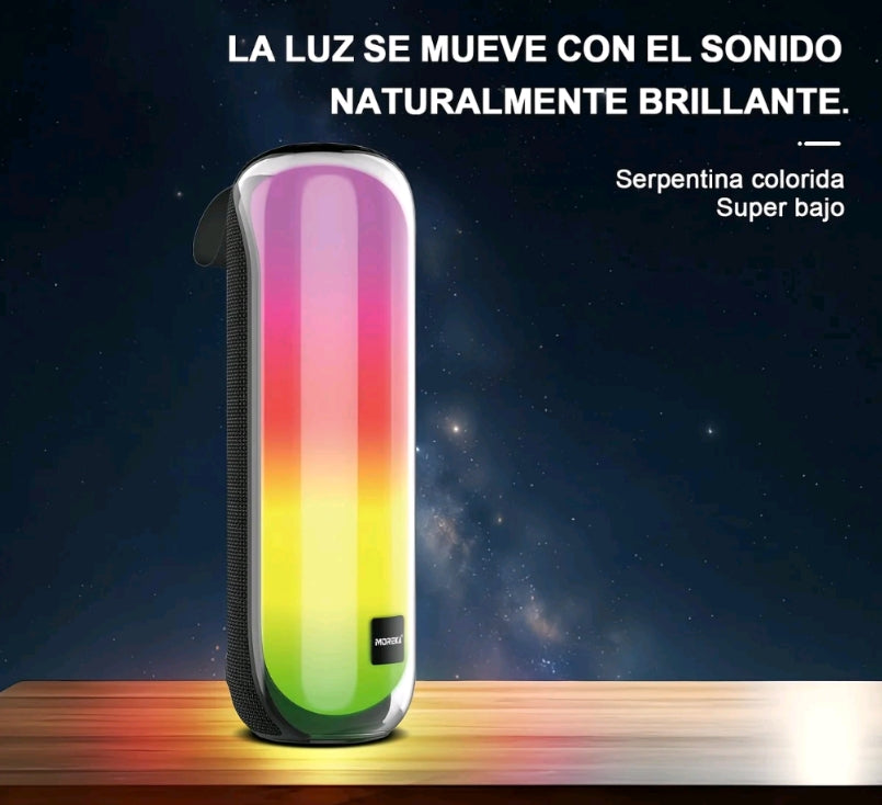 Bocina Moreka 408 14W (2 x 7W) 3000mAh Batería Bluetooth V5.3 IPX5 Resistente al Agua Luz RGB Micrófono Incorporado Radio FM - Imagen 3
