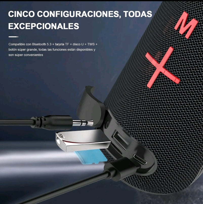 Bocina Moreka 408 14W (2 x 7W) 3000mAh Batería Bluetooth V5.3 IPX5 Resistente al Agua Luz RGB Micrófono Incorporado Radio FM - Imagen 4
