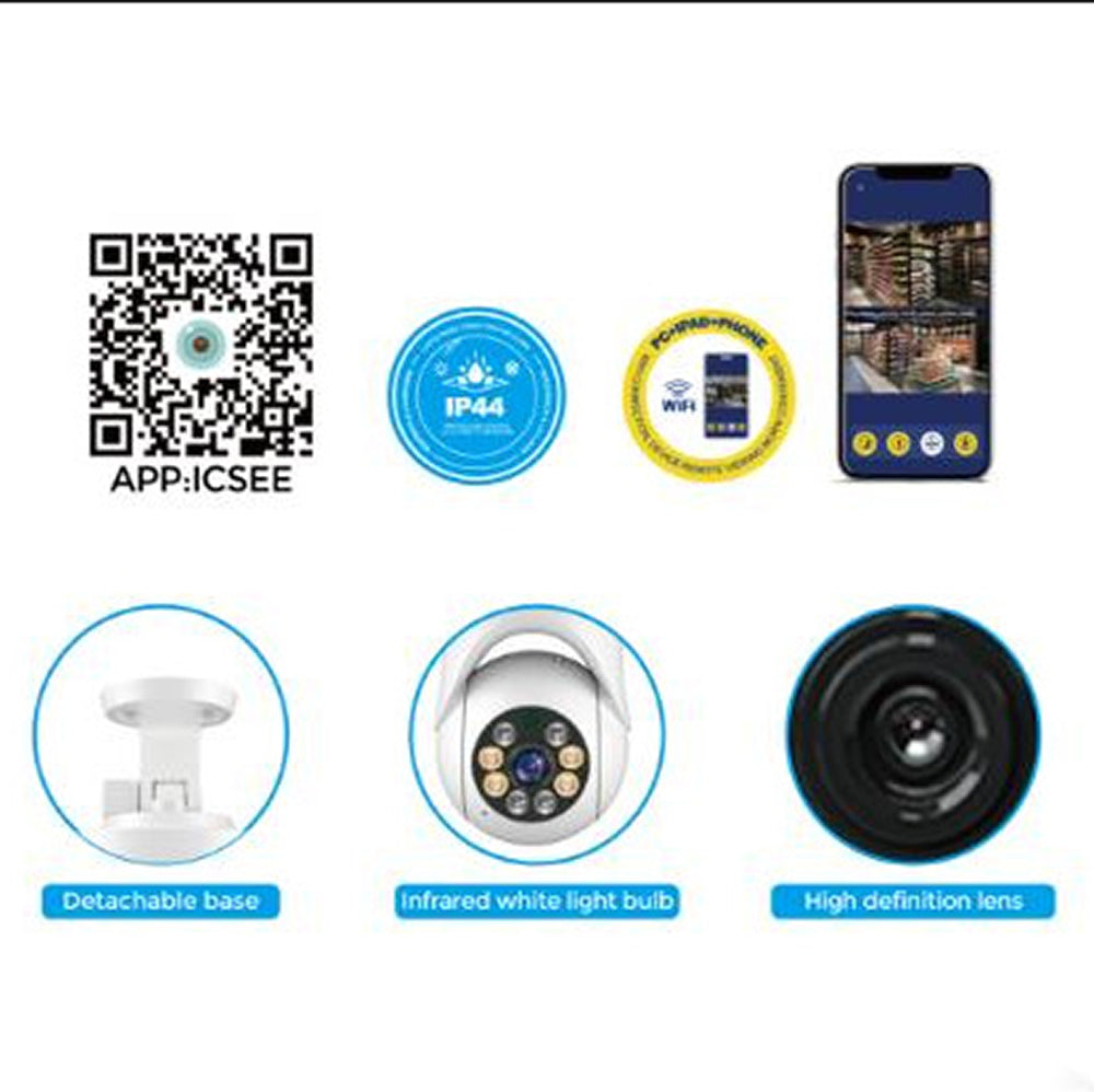 Cámara IP 360° Wifi 1080 HD Visión Nocturna Certificación IP44 Micrófono y altavoz JK-004 - Imagen 6