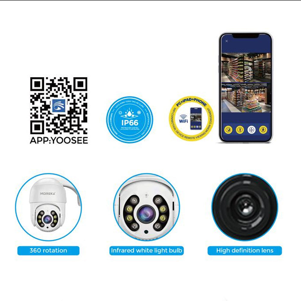 Cámara IP 360° Wifi 3mp Visión Nocturna Certificación IP66 Micrófono y altavoz JK-003 - Imagen 7