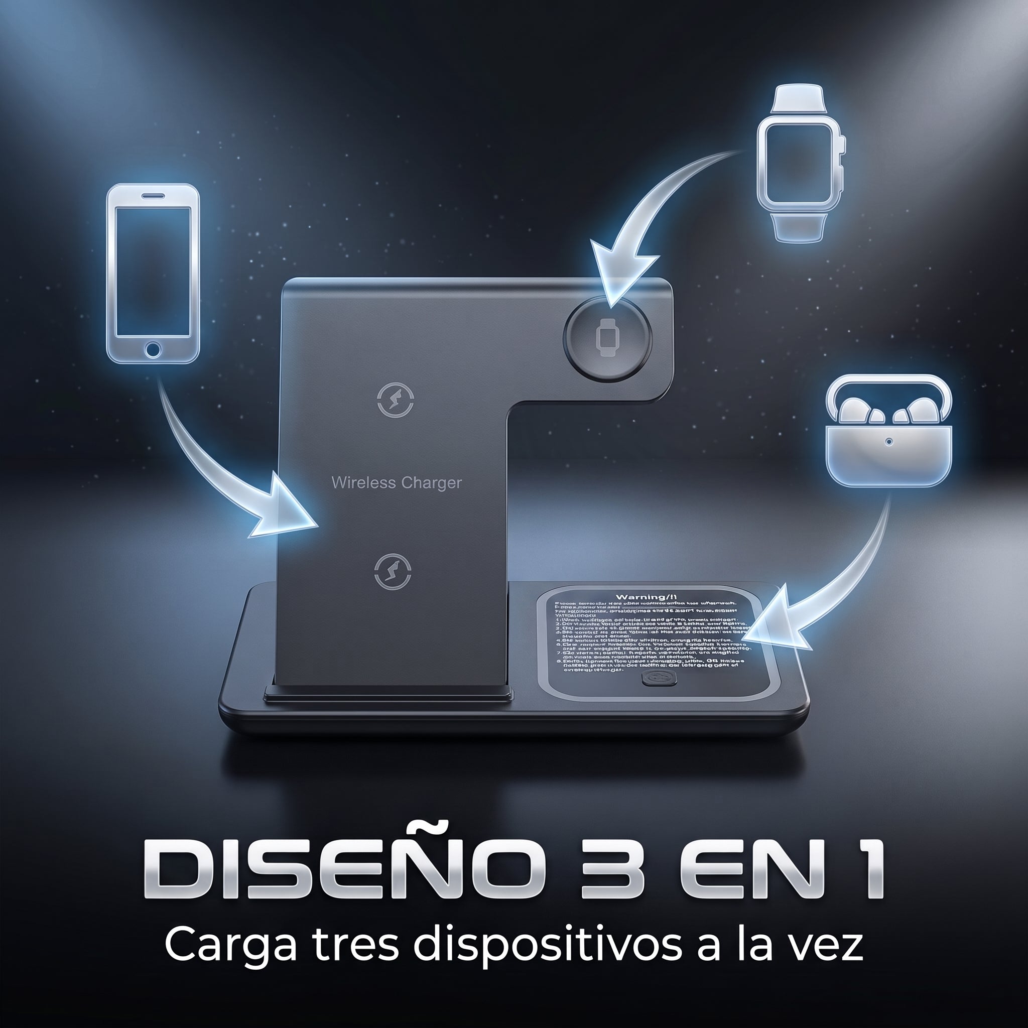 Estación de Carga 3 en 1 Yisen X455 para Smartphone Audifonos y SmartWatch - Imagen 7