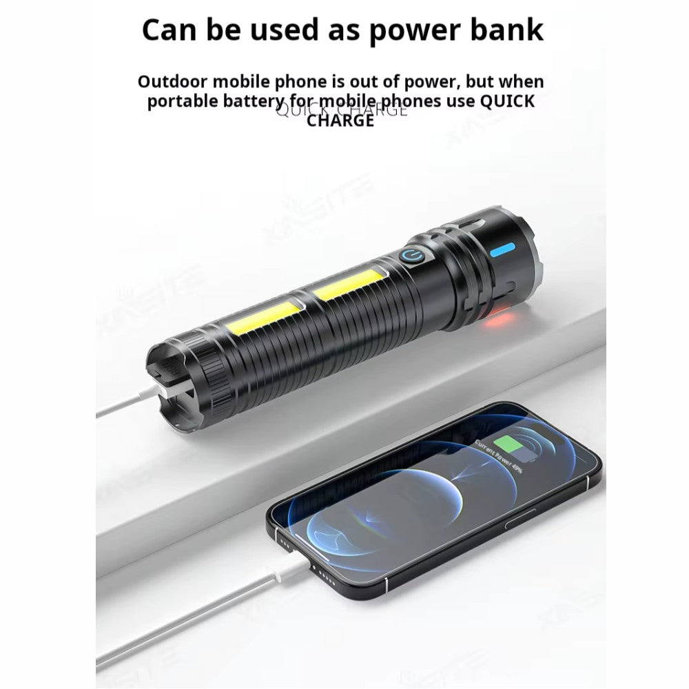 Linterna tactica metalica recargable 3600mAh TG+COB 3000 metros de distancia MT-023 - Imagen 9