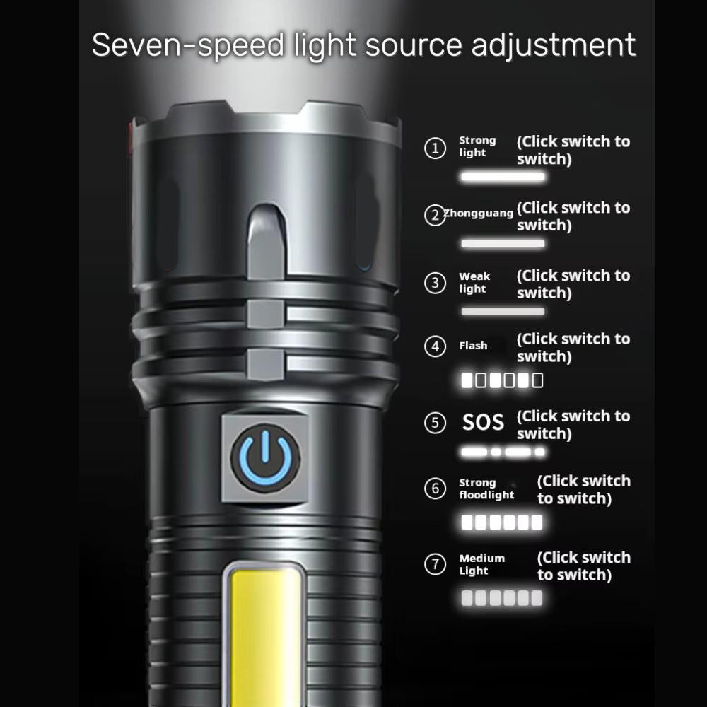 Linterna tactica metalica recargable 2400mAh TG+COB 3000 metros de distancia MT-025 - Imagen 5