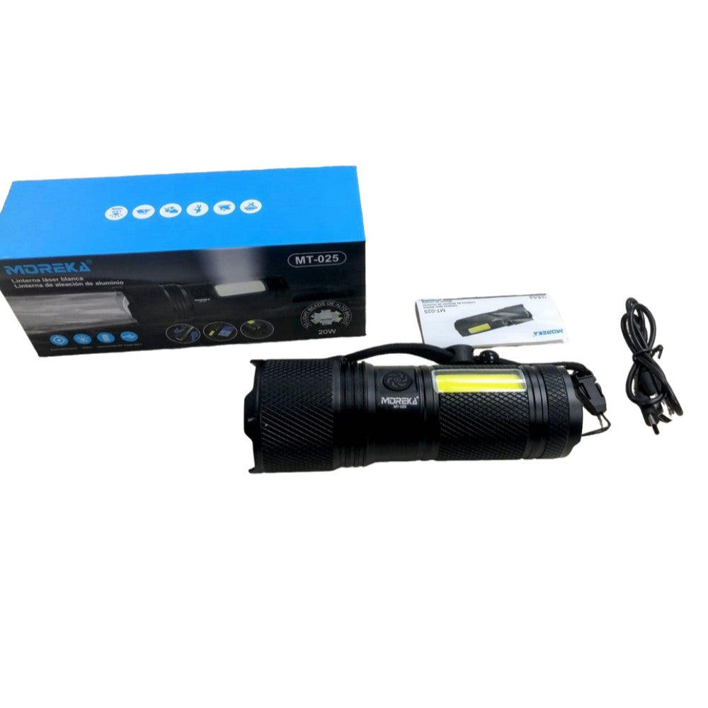 Linterna tactica metalica recargable 2400mAh TG+COB 3000 metros de distancia MT-025 - Imagen 9