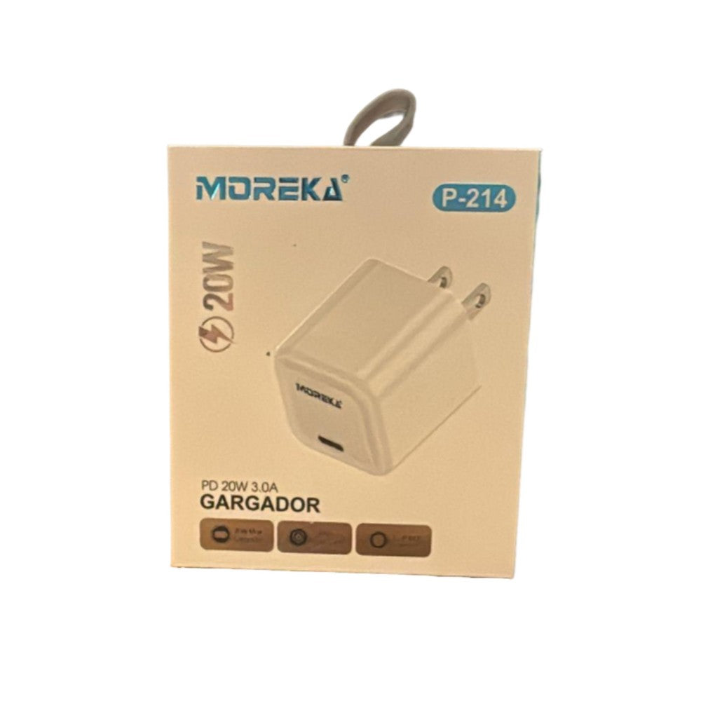 Cubo carga rápida 20W 5V- 3A puerto C Moreka P-214 - Imagen 9