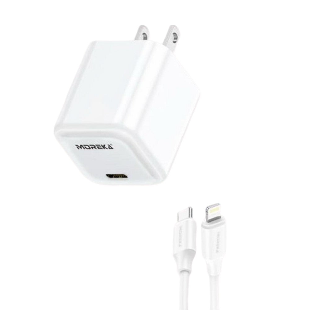 Cargador tipo C 20W 5V- 3A cable tipo IP carga rápida Moreka P-215 - Imagen 1
