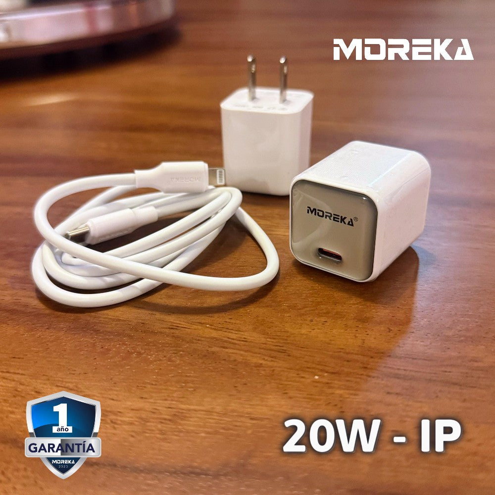 Cargador tipo C 20W 5V- 3A cable tipo IP carga rápida Moreka P-215 - Imagen 5
