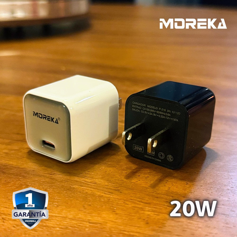 Cargador tipo C 20W 5V- 3A cable tipo IP carga rápida Moreka P-215 - Imagen 6