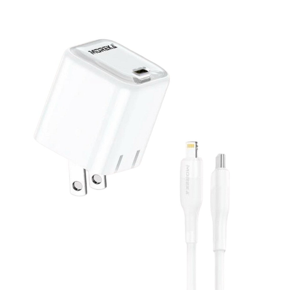 Cargador turbo 20W 5V- 3A puerto C Clavija plegable cable tipo IP - C Moreka P-212 - Imagen 1
