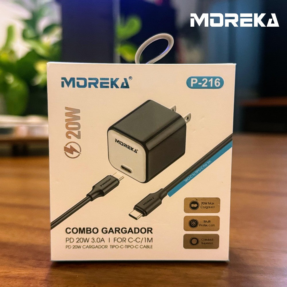 Cargador tipo C 20W 5V- 3A cable tipo C carga rápida Moreka P-216 - Imagen 9