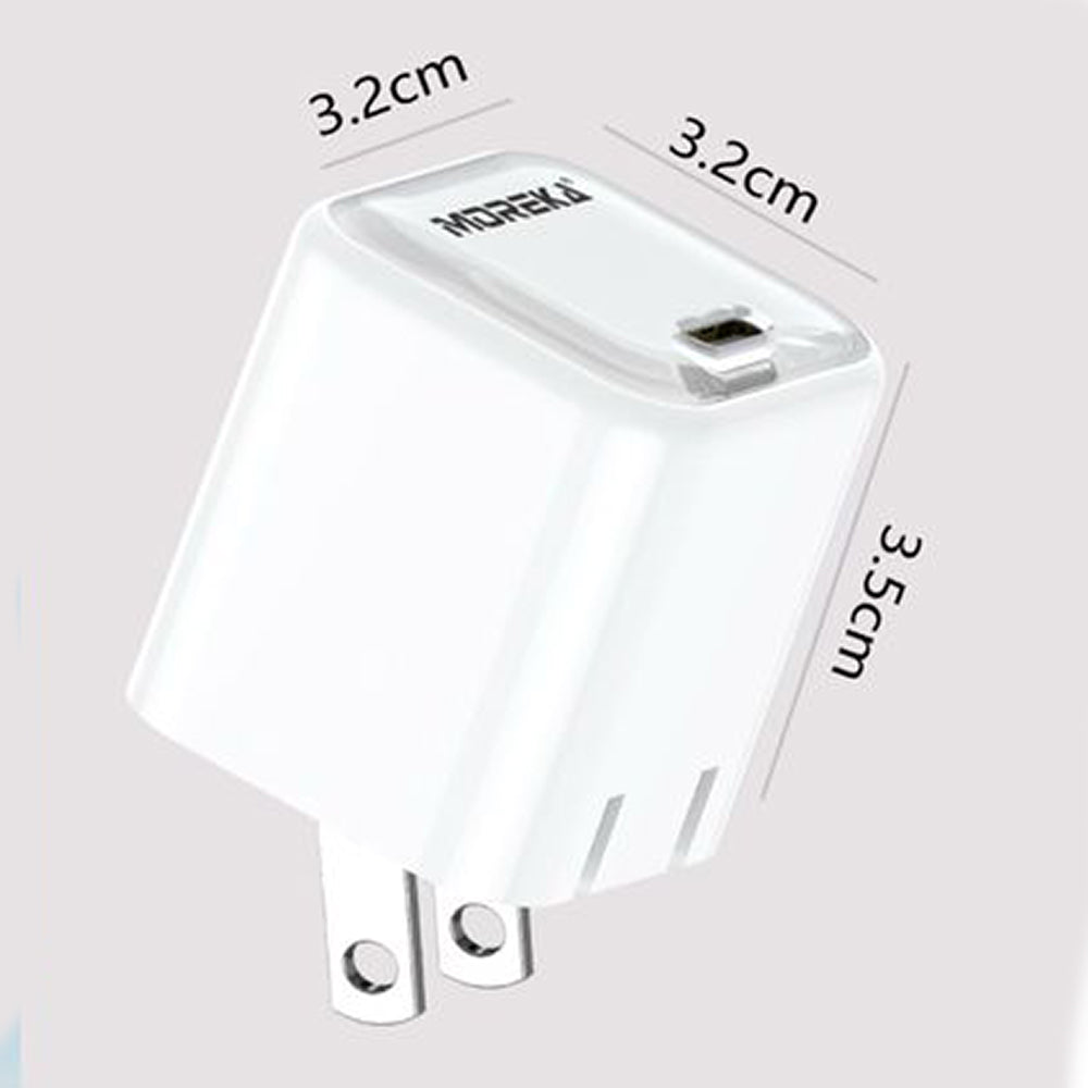 Cubo carga rápida 20W 5V- 3A puerto C Clavija plegable Moreka P-211 - Imagen 6