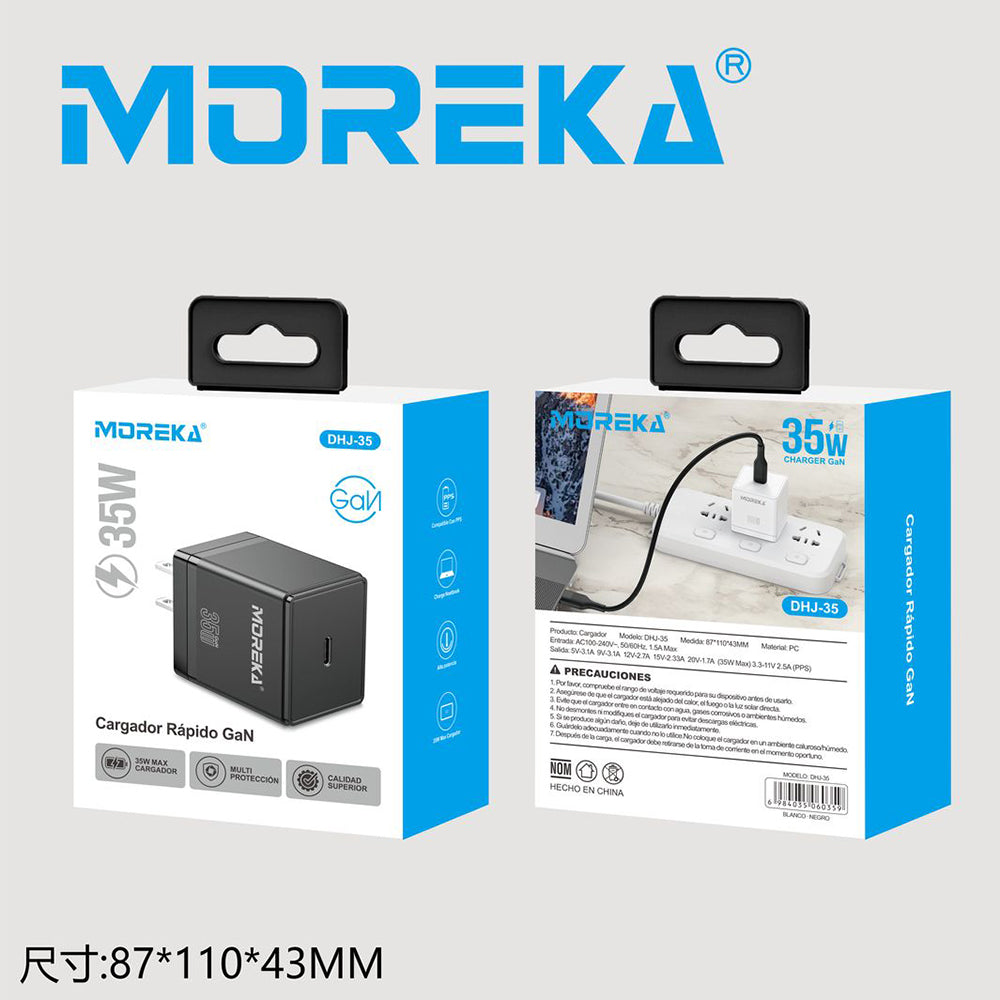 Cubo Turbo Cargador GaN 35W puerto C Moreka DHJ-35 - Imagen 8