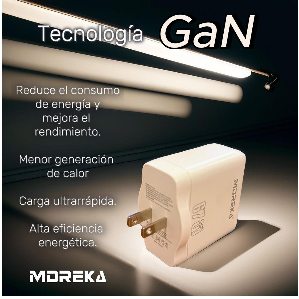 Cubo Turbo Cargador 67W 3 puertos C1 67W C2 67W USB A 30W GAN Ideal para Notebook DHJ-37 - Imagen 2