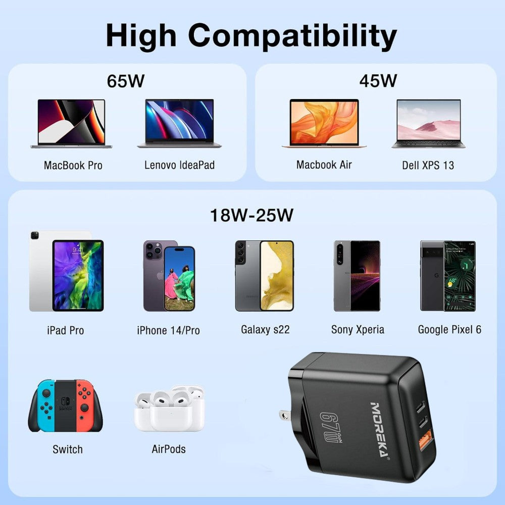 Cubo Turbo Cargador 67W 3 puertos C1 67W C2 67W USB A 30W GAN Ideal para Notebook DHJ-37 - Imagen 7