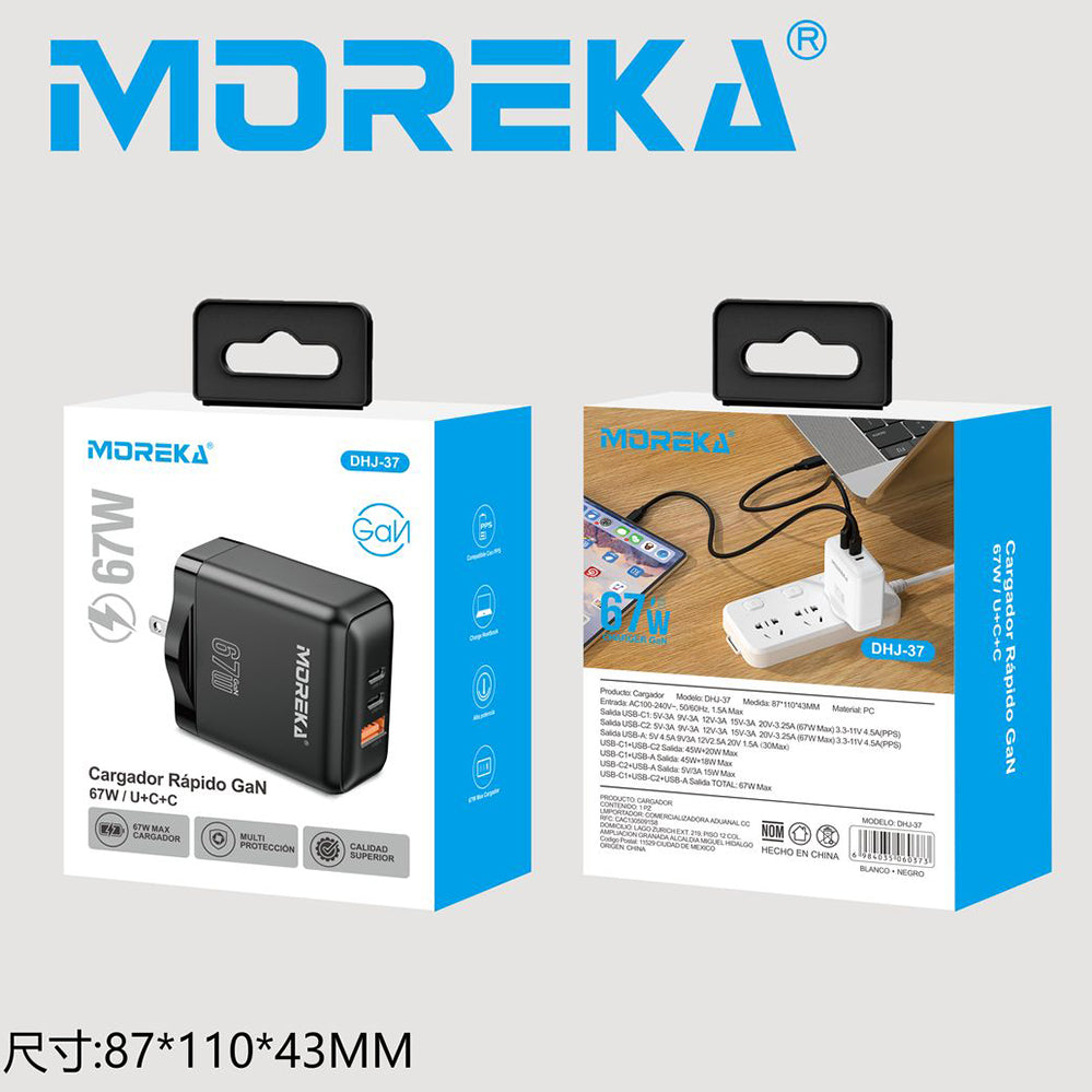 Cubo Turbo Cargador 67W 3 puertos C1 67W C2 67W USB A 30W GAN Ideal para Notebook DHJ-37 - Imagen 9